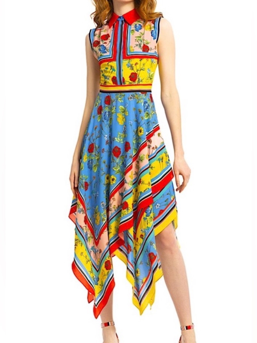 Alice + Olivia “Farrah” handkerchief midi collared shirt dress 4 - Picture 5 of 9